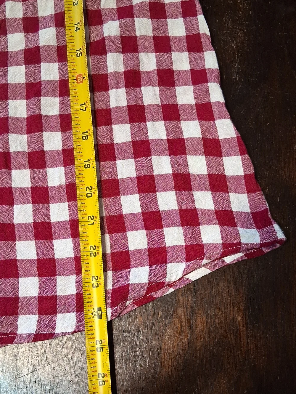 Liz Claiborne Raspberry and White Gingham V-Neck Blouse